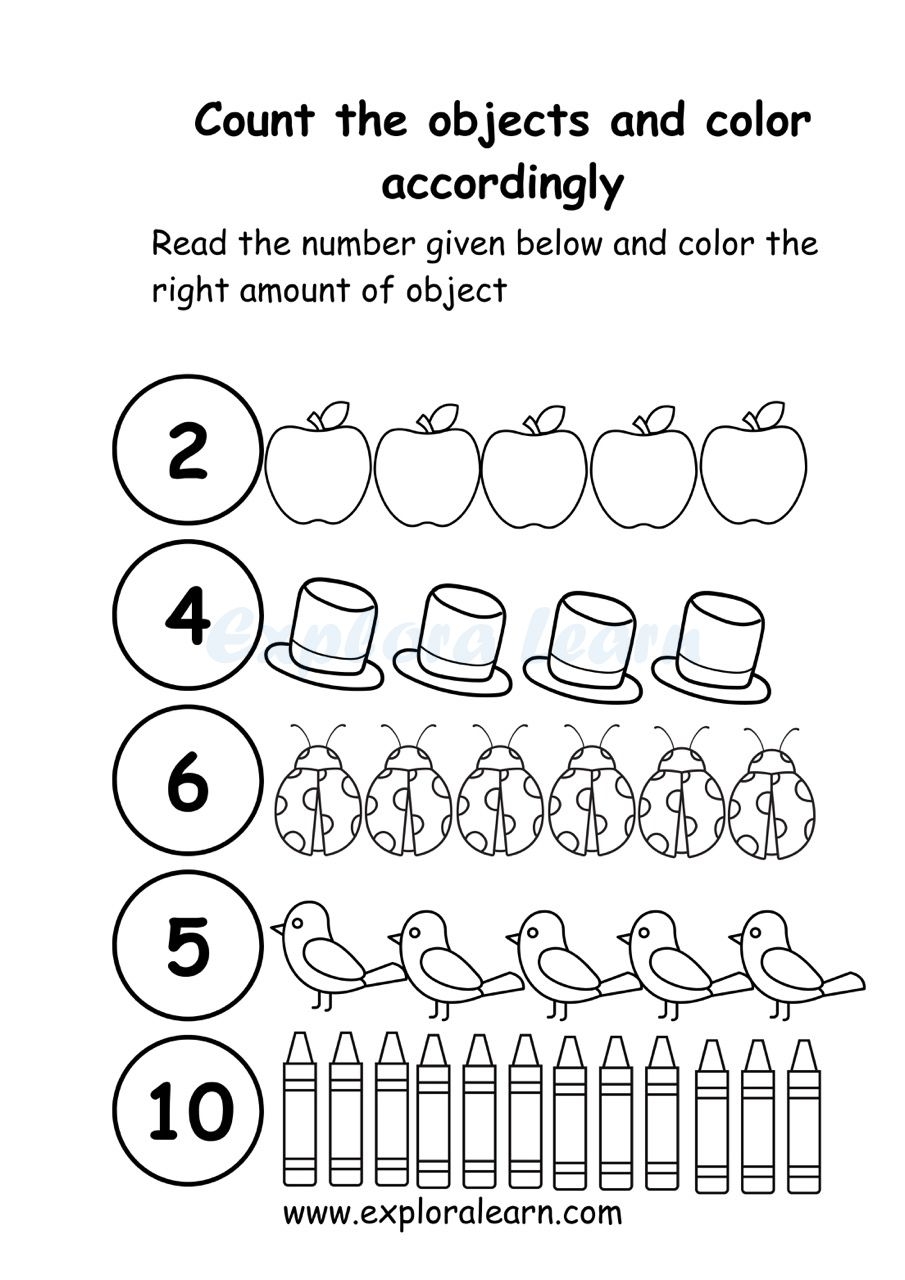 Counting Worksheets For 2 6 Year Olds Count And Colour Match Counting Worksheets For 2 6 Year Olds Count And Colour Match