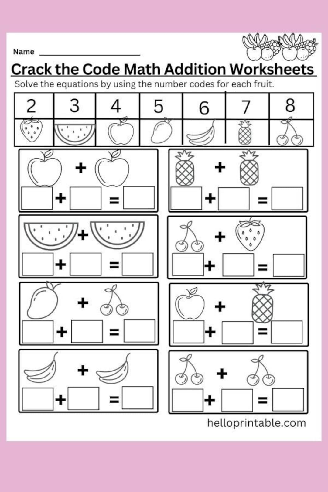 Crack the code Math Addition And Subtraction Worksheets For Kindergarten And Grade 1 Kids Learning Resource For Classroom Homeschool Etsy