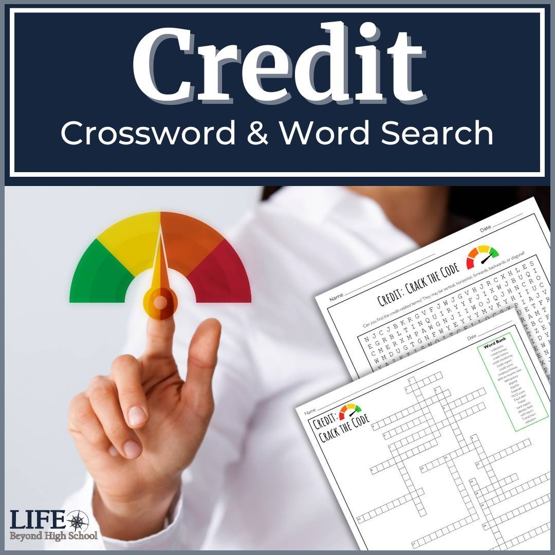 Credit Crossword Word Search Life Beyond High School
