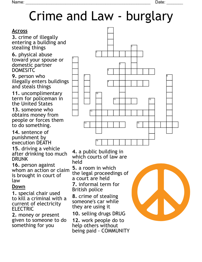 Criminal Law Crossword WordMint