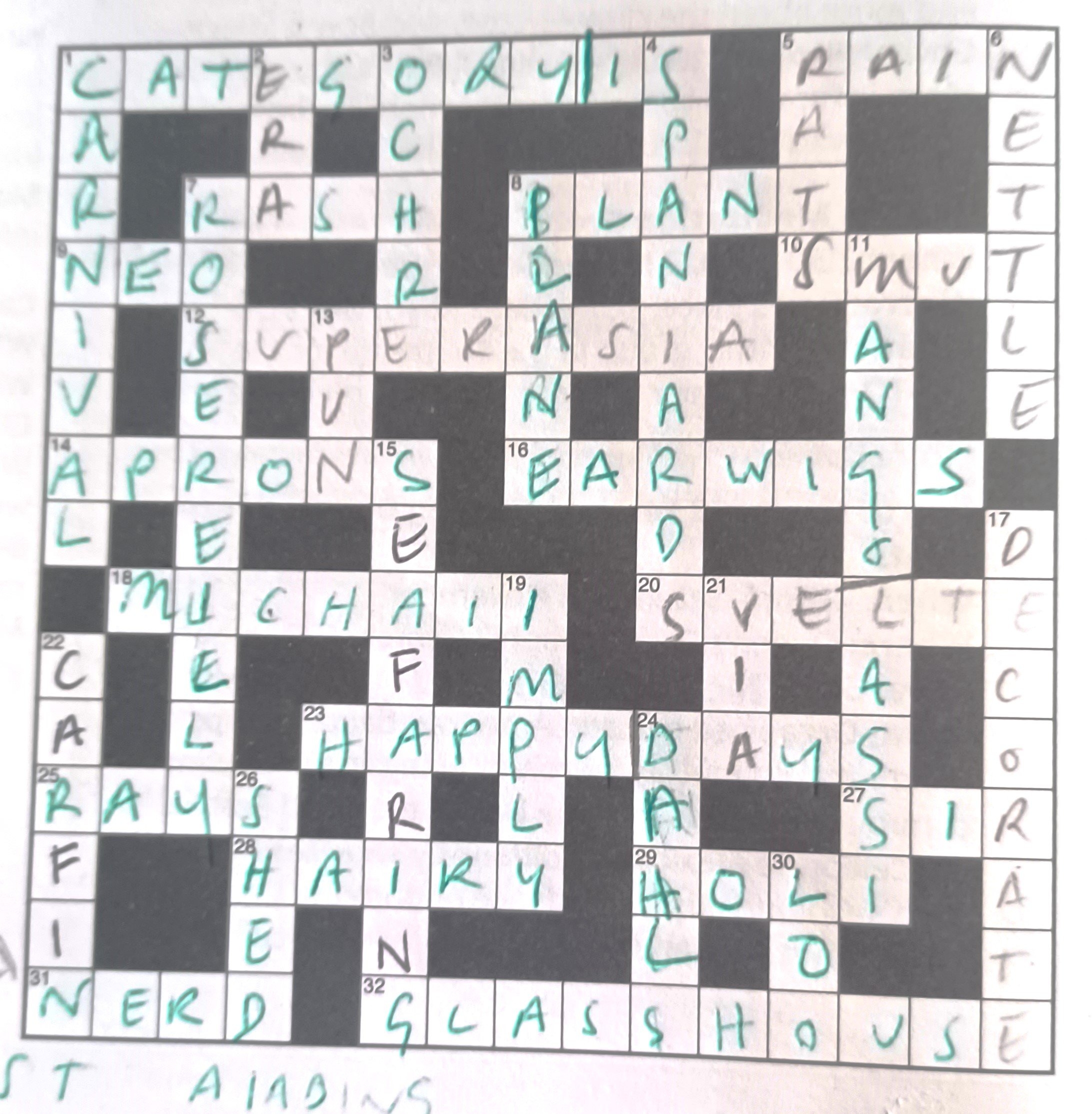 previous crossword clue
