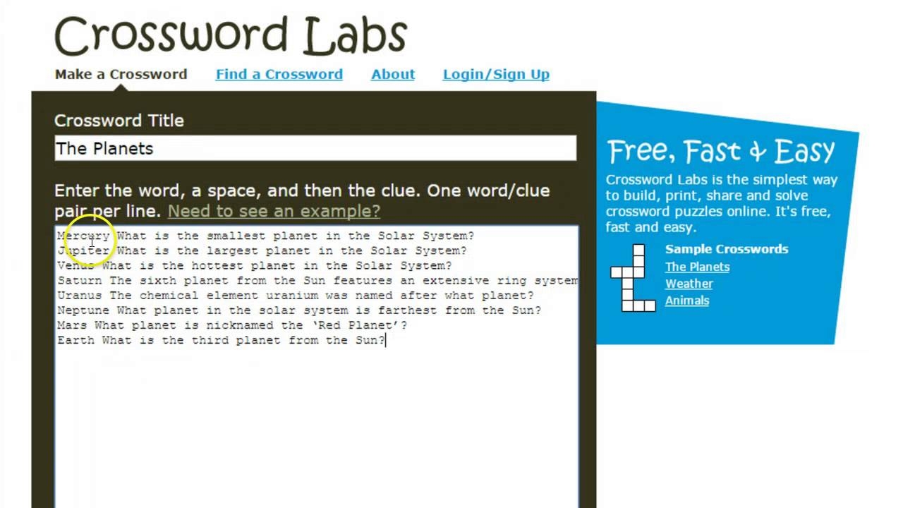 Crossword Labs How To Create A Crossword Puzzle YouTube