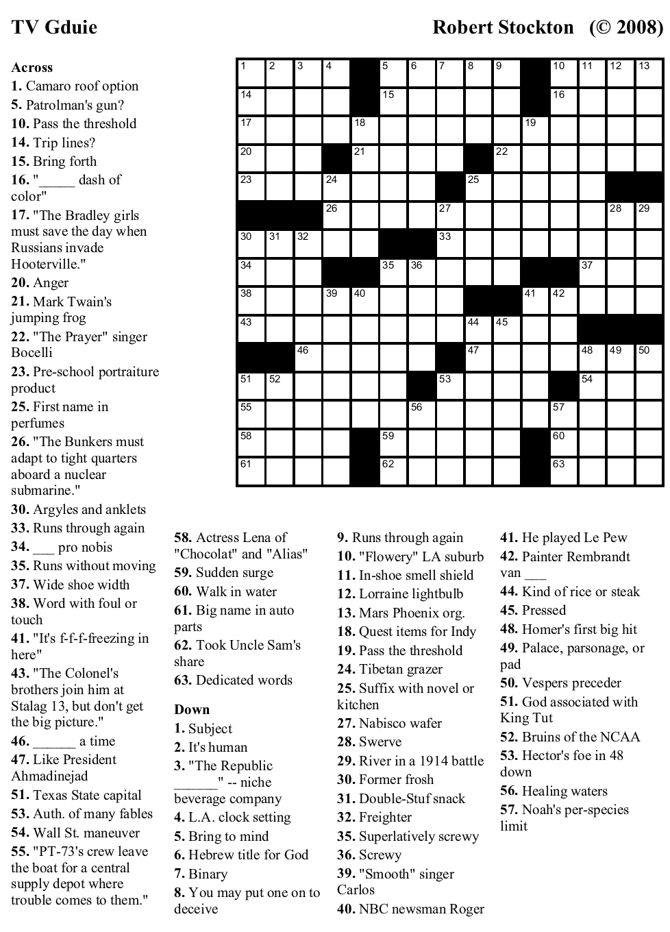 shows on tv crossword