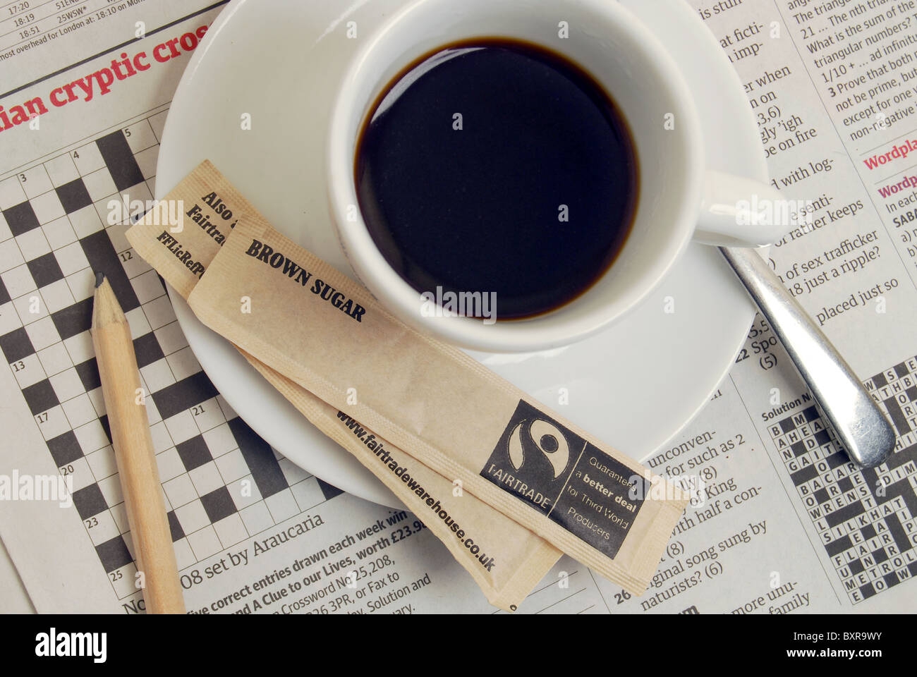 Crossword Puzzle Coffee Break Cryptic Clues Stock Photo Alamy