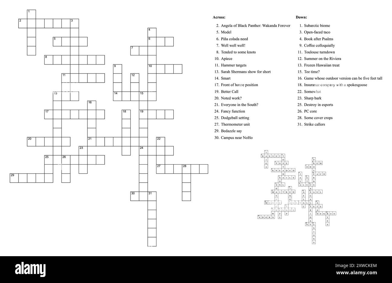 Crossword Puzzle Game With Clues And Solution Stock Vector Image Art Alamy