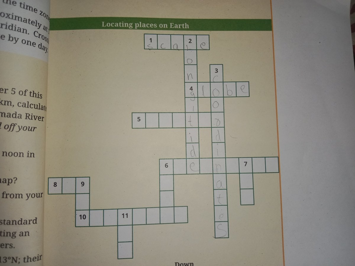 Crossword Puzzle Locating Places On Earth A Crossword Puzzle Related To 