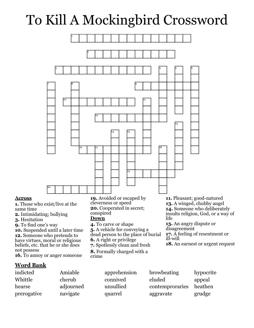 Crossword Puzzle Using Vocabulary Words WordMint