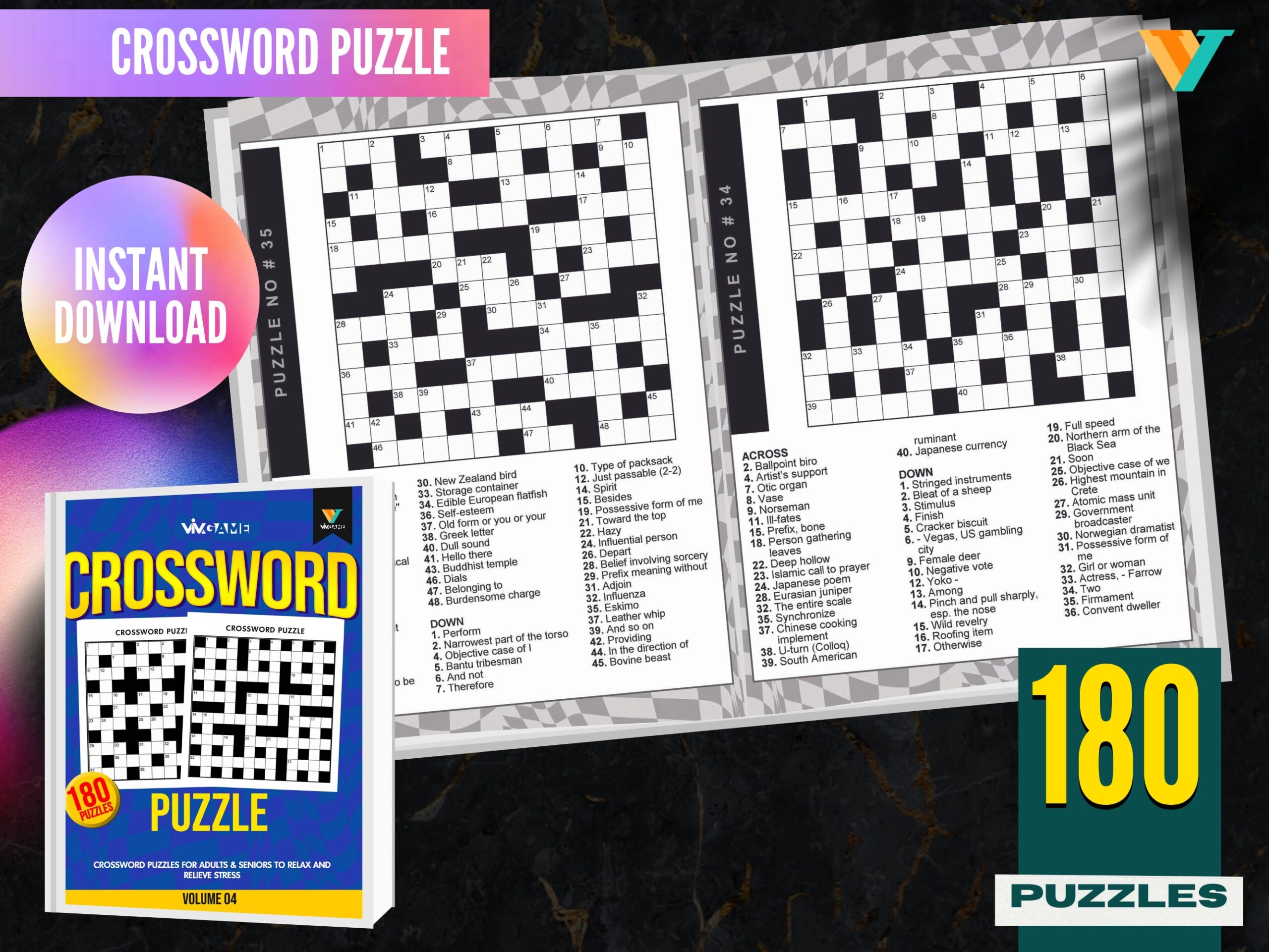 Crossword Puzzles Book For Adults Fun Activities For Seniors Digital Download Printable Instant Download Crossword Game With Answer Key Etsy