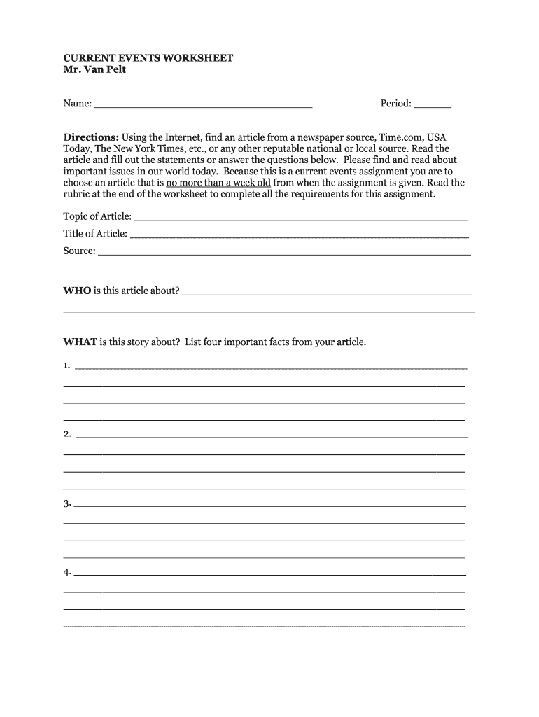 current events worksheet free