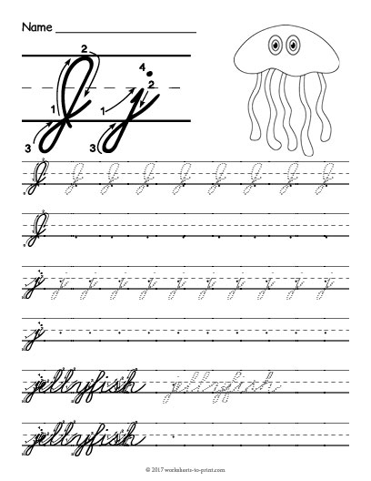 Cursive J Worksheet Cursive J Worksheet