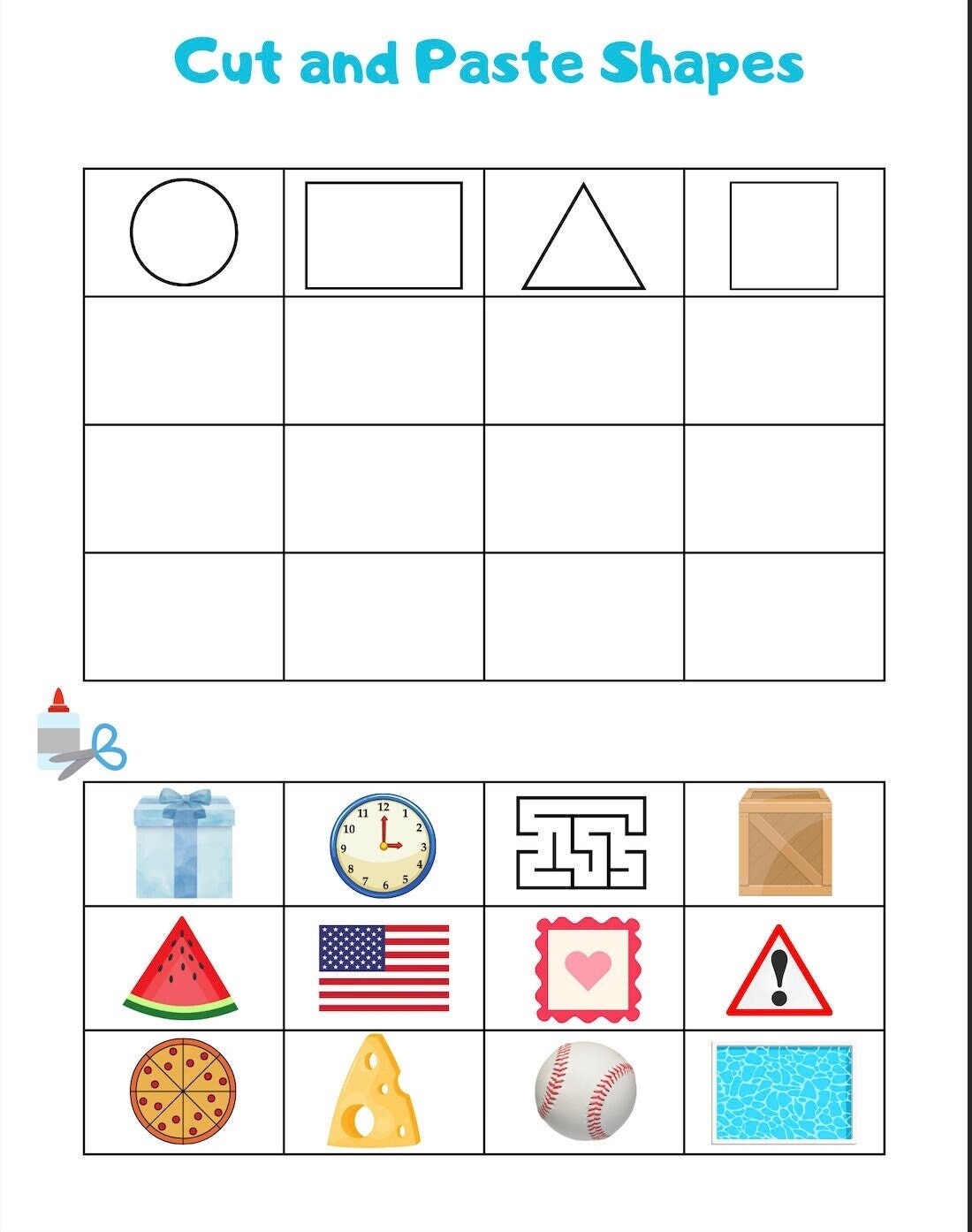 cut and paste worksheets kindergarten
