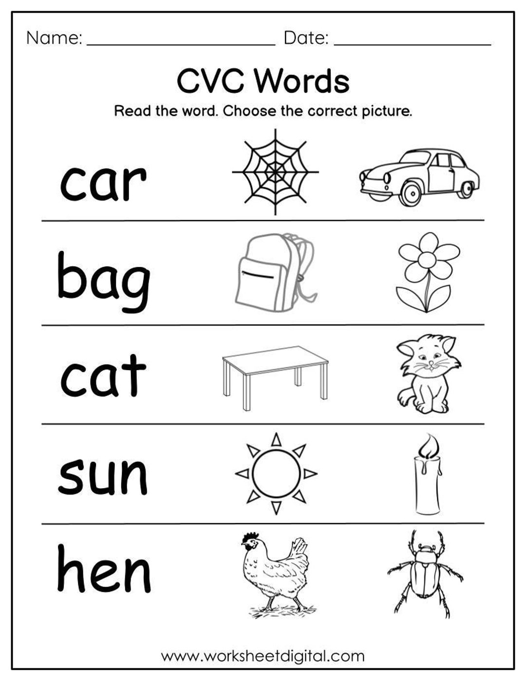 CVC Words Phonics Worksheets Kindergarten Read Choose digital Download Etsy Sweden CVC Words Phonics Worksheets Kindergarten Read Choose digital Download Etsy Sweden