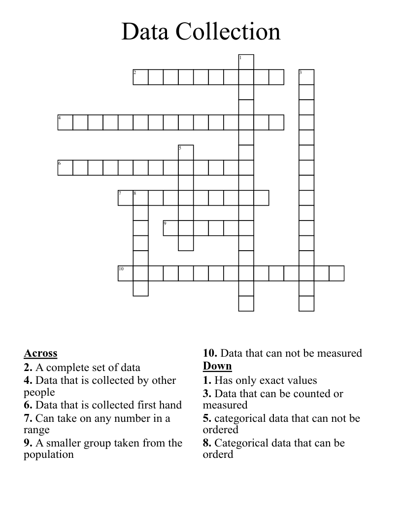 Data Collection Crossword WordMint Data Collection Crossword WordMint