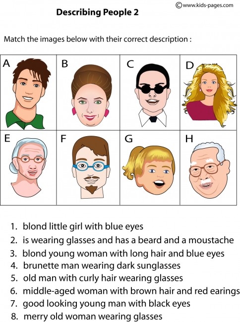 worksheet printable describing people