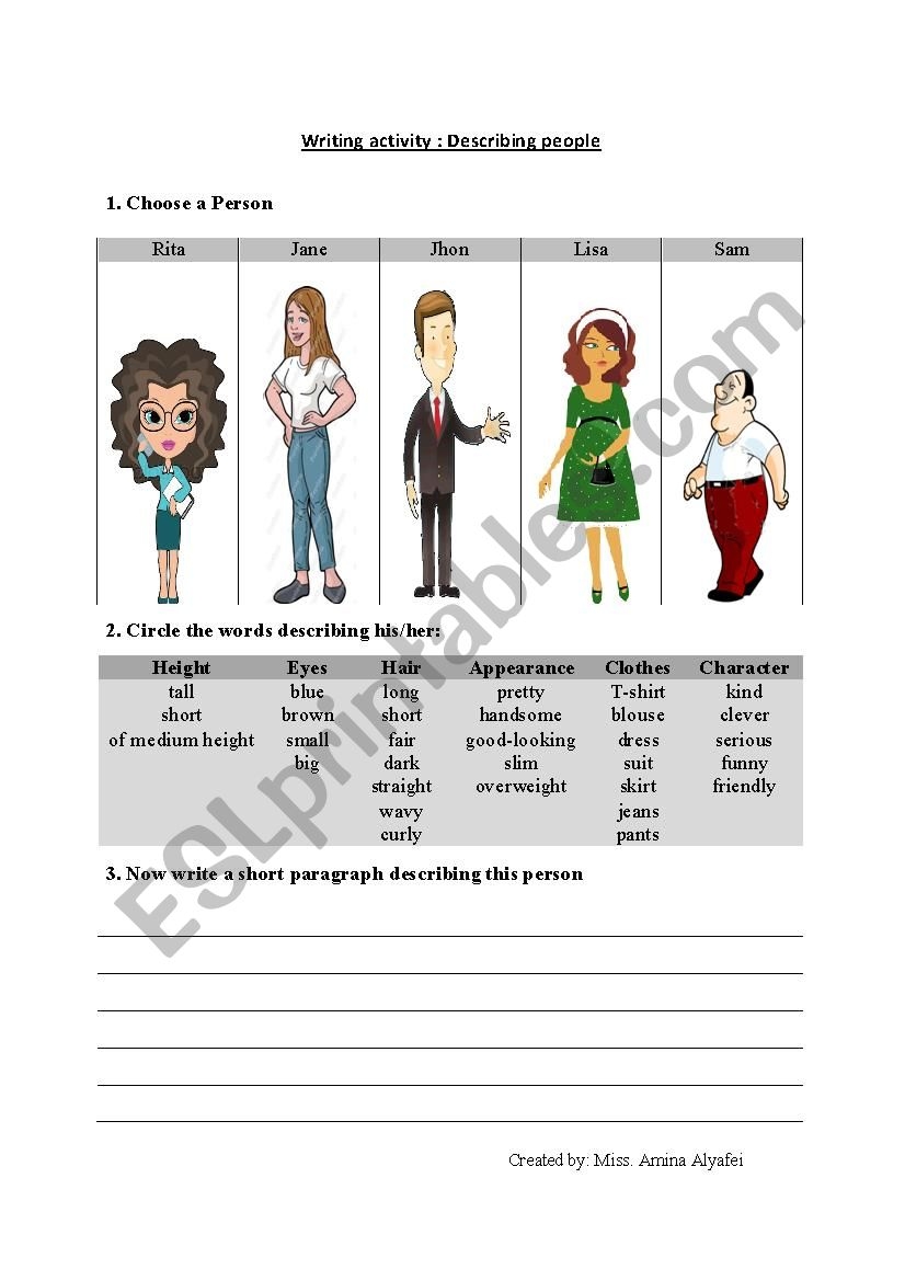 Describing People Worksheet