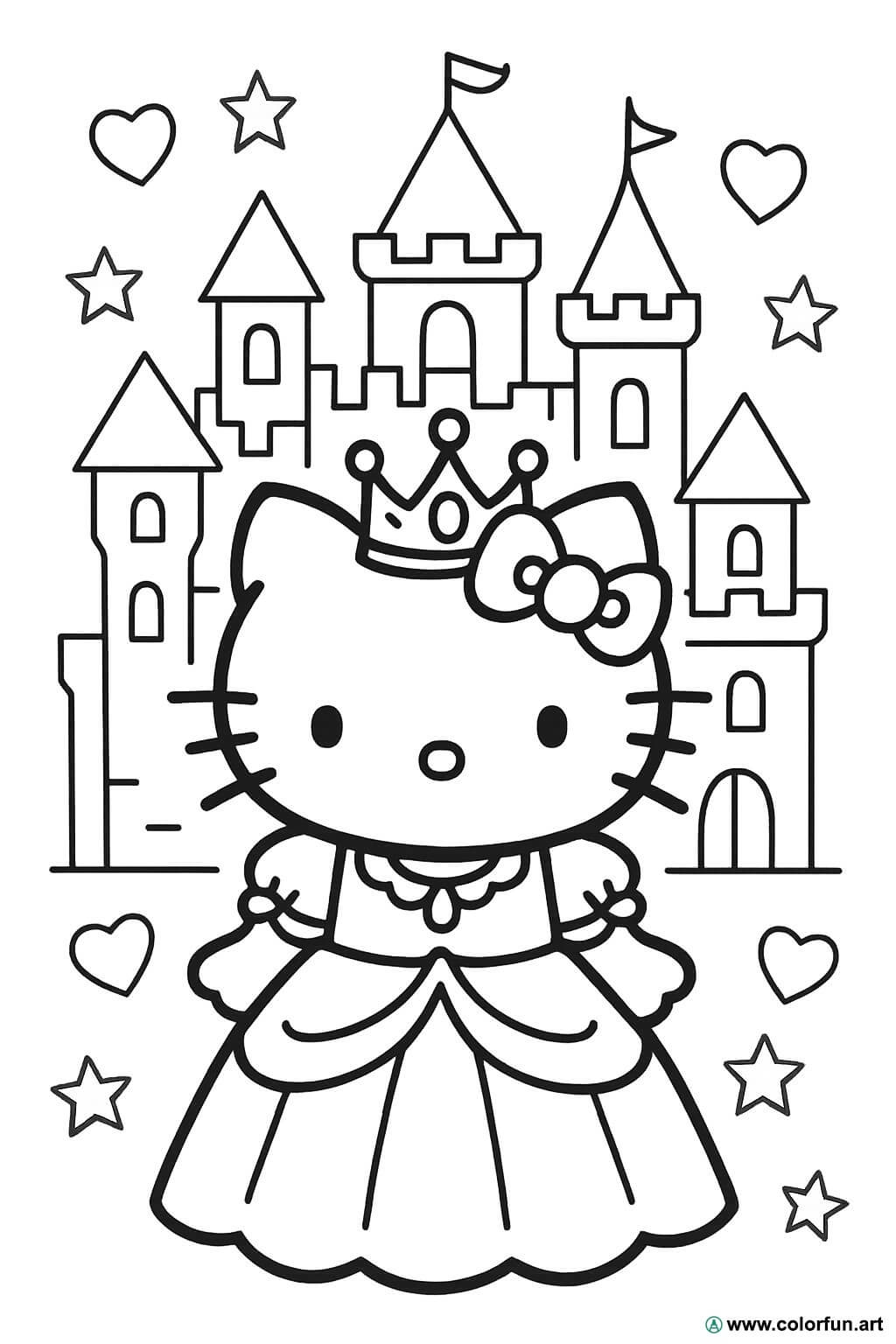 Dibujo Para Colorear De Hello Kitty En Princesa Descargar O Imprimir De Forma Gratuita