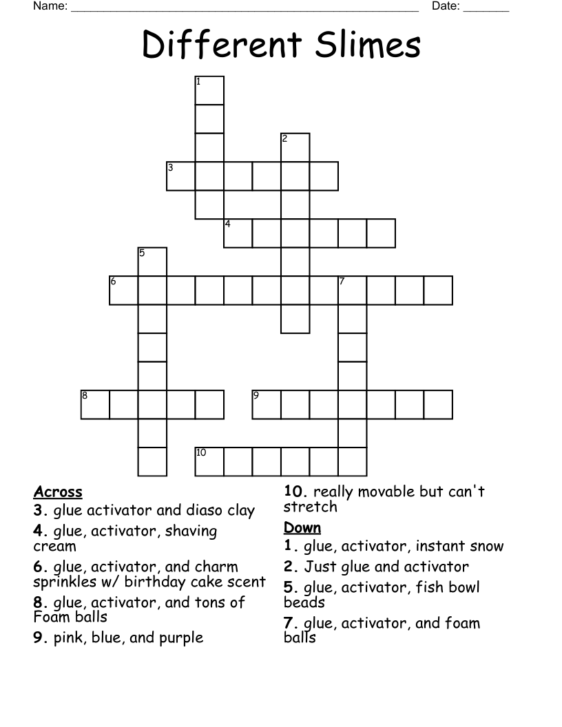 Different Slimes Crossword WordMint