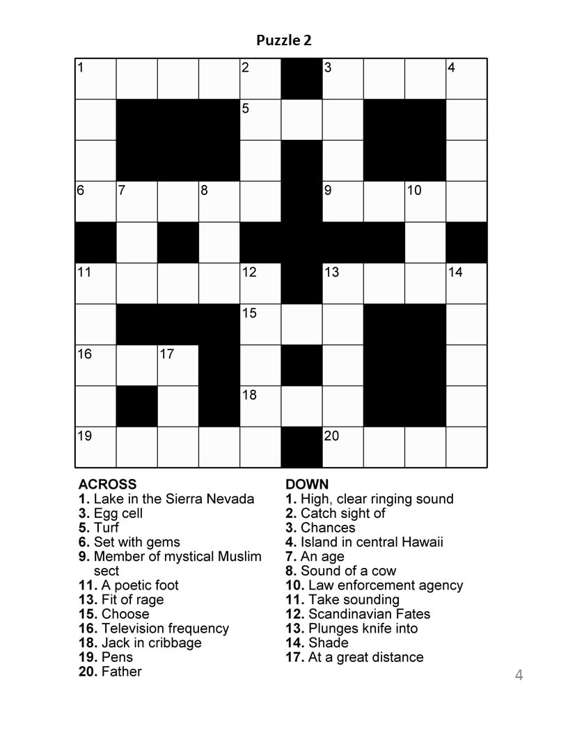 Digital Download 100 Printable Crossword Puzzles For Adults Fun Activities Book For Seniors Large Print Easy To Read Games With Solutions Etsy
