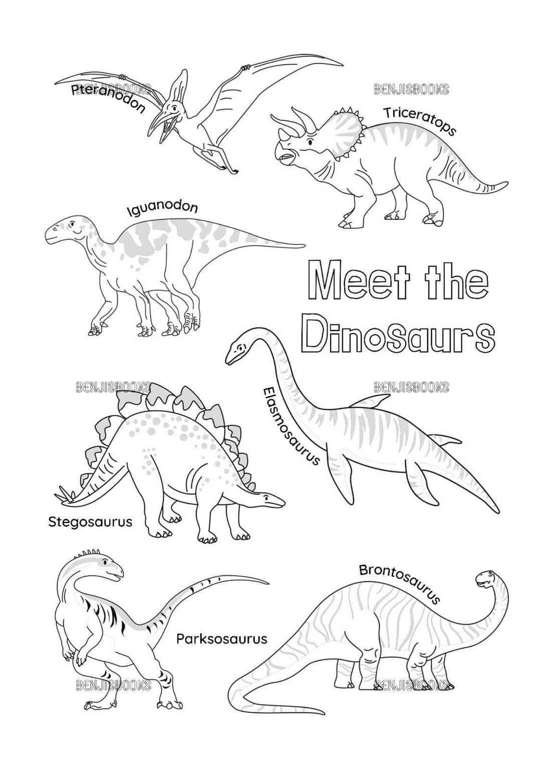 Dinosaur Coloring Page Etsy Dinosaur Coloring Page Etsy