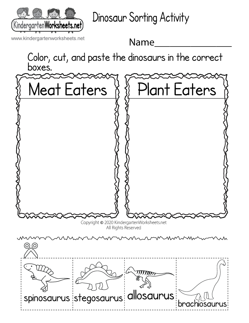 dinosaur worksheets for kindergarten