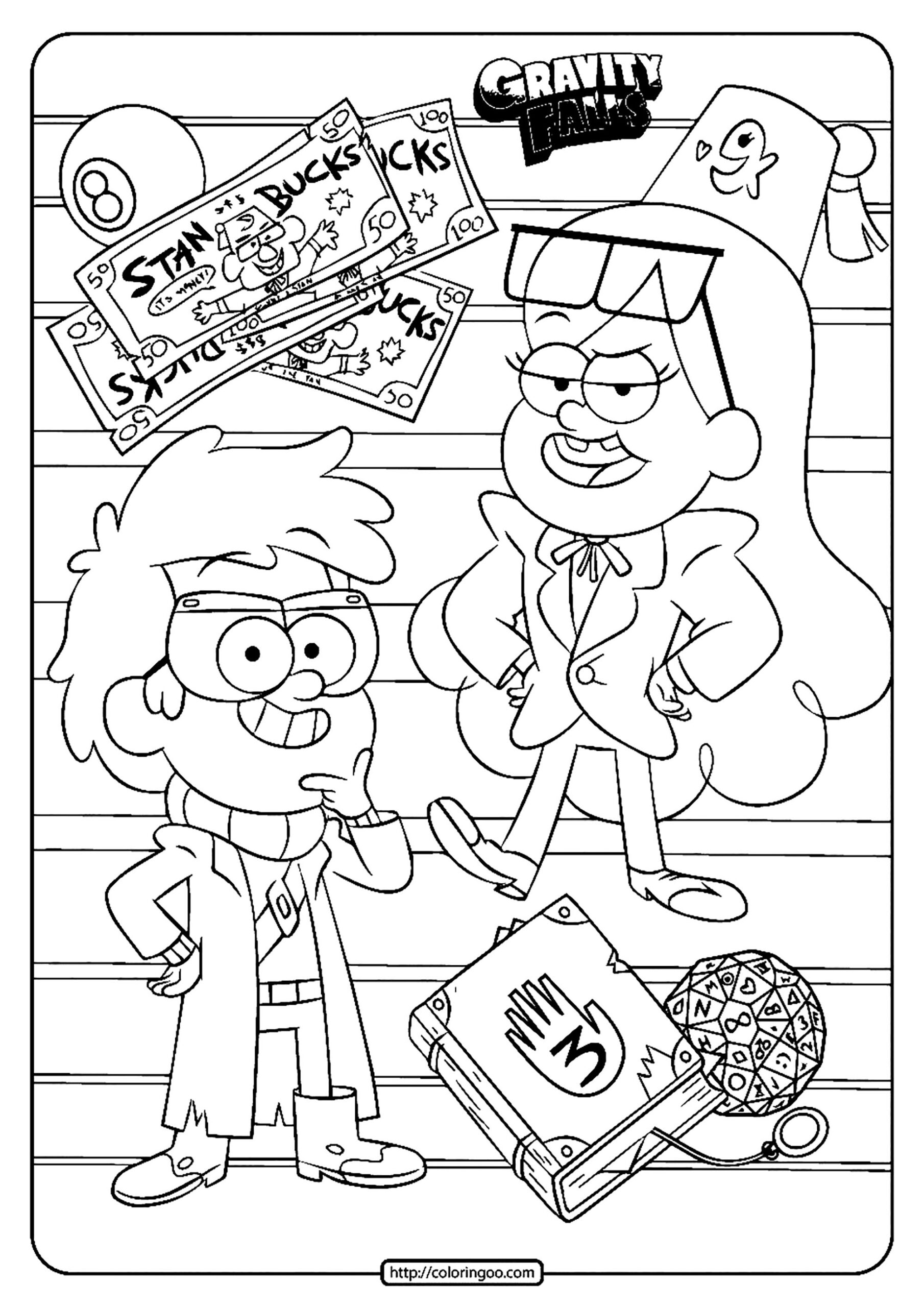 Dipper Pines And His Sister Mabel Gravity Falls Coloring Pages