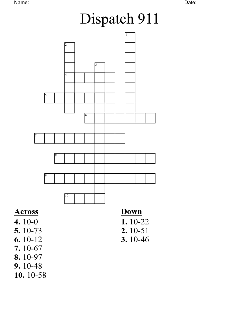 Dispatch 911 Crossword WordMint