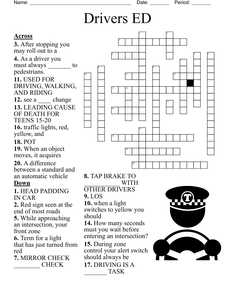 Distracted Driver Crossword WordMint Distracted Driver Crossword WordMint
