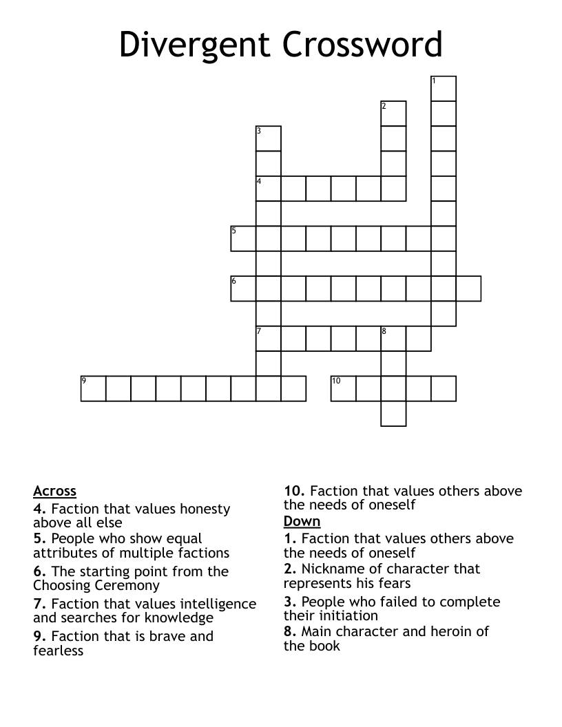 Divergent By Alysa Word Search WordMint