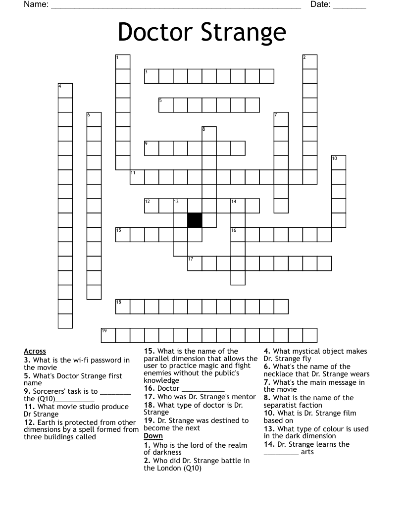 Doctor Strange Crossword WordMint Doctor Strange Crossword WordMint