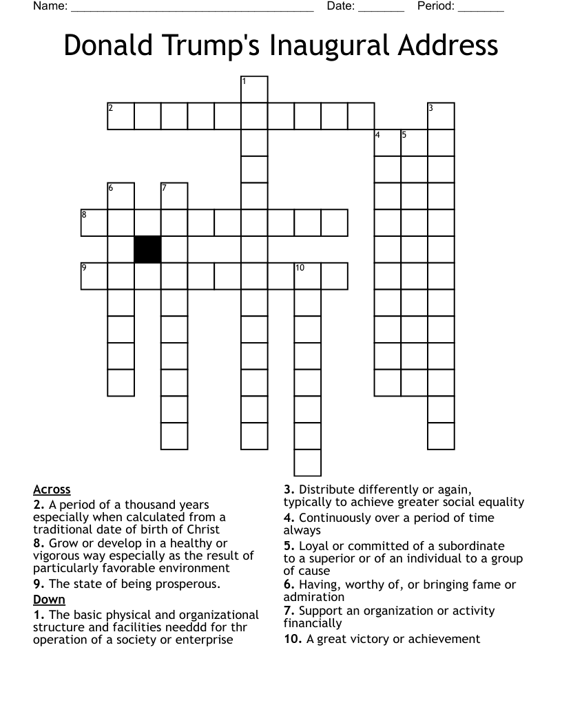 Donald Trump s Inaugural Address Crossword WordMint