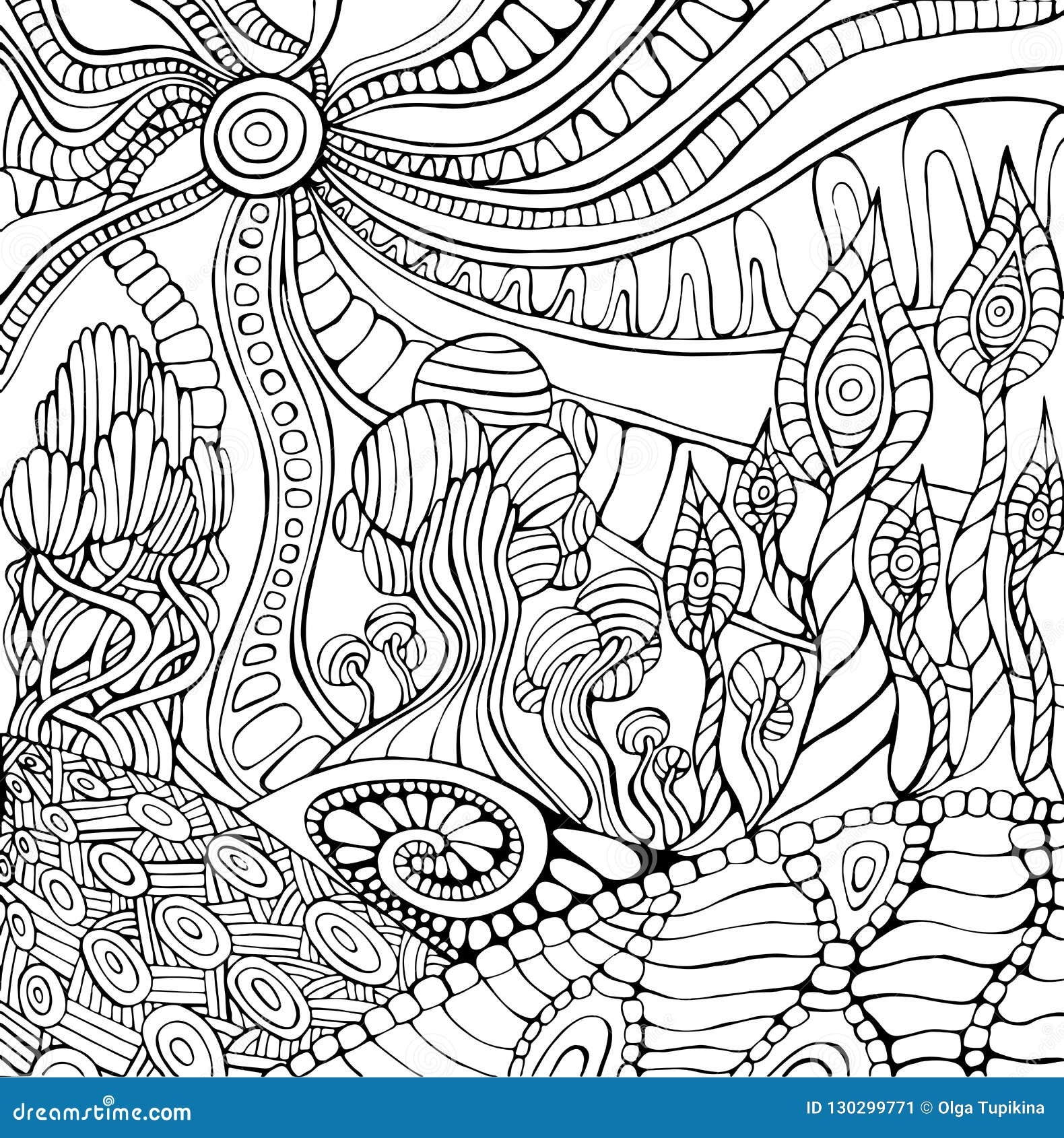 Doodle Surreal Landscape Coloring Page For Adults Fantastic Psychedelic Graphic Artwork Stock Vector Illustration Of Arabian Forest 130299771