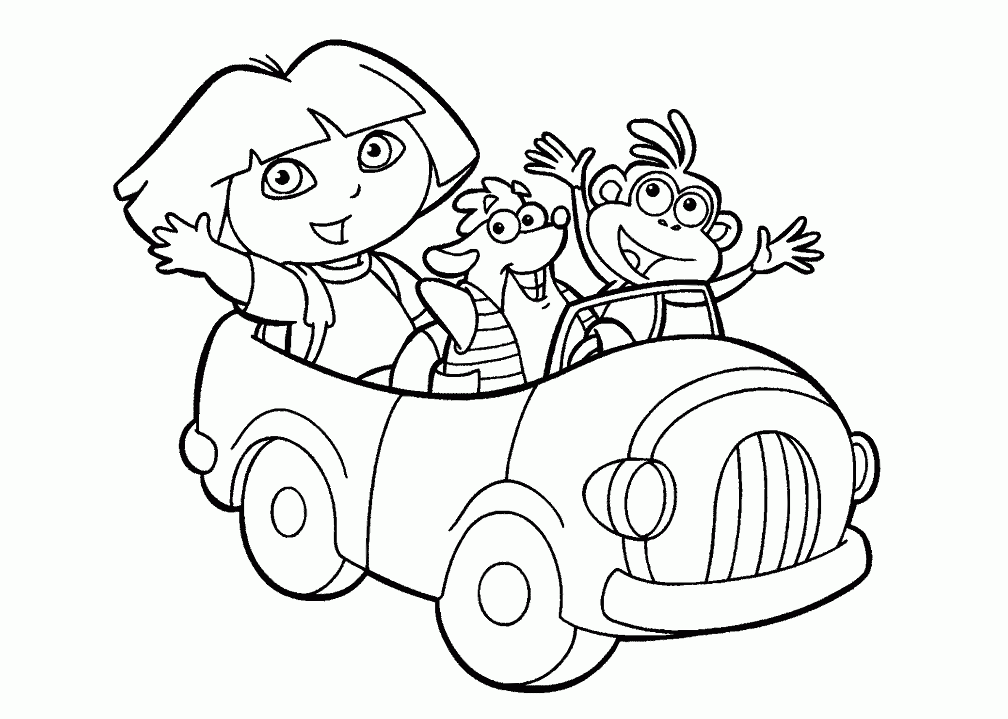 Dora In Car Coloring Pages For Kids Printable Free Coloing