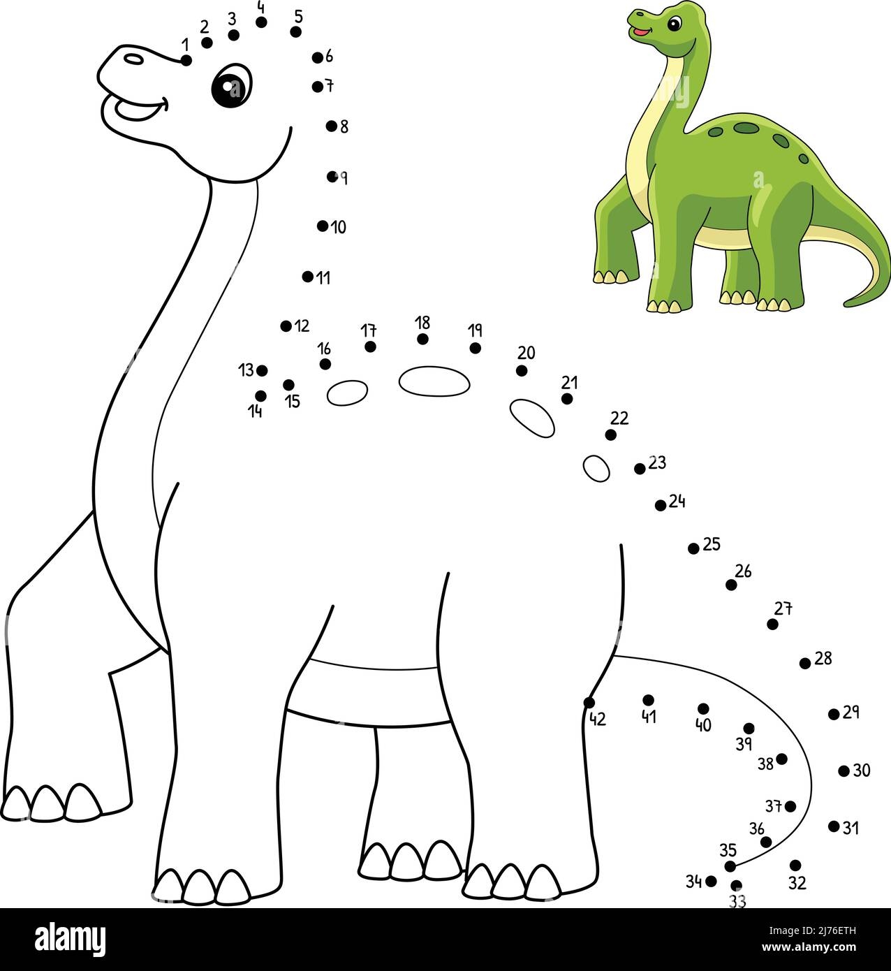 Dot To Dot Brachiosaurus Dinosaur Isolated Stock Vector Image Art Alamy