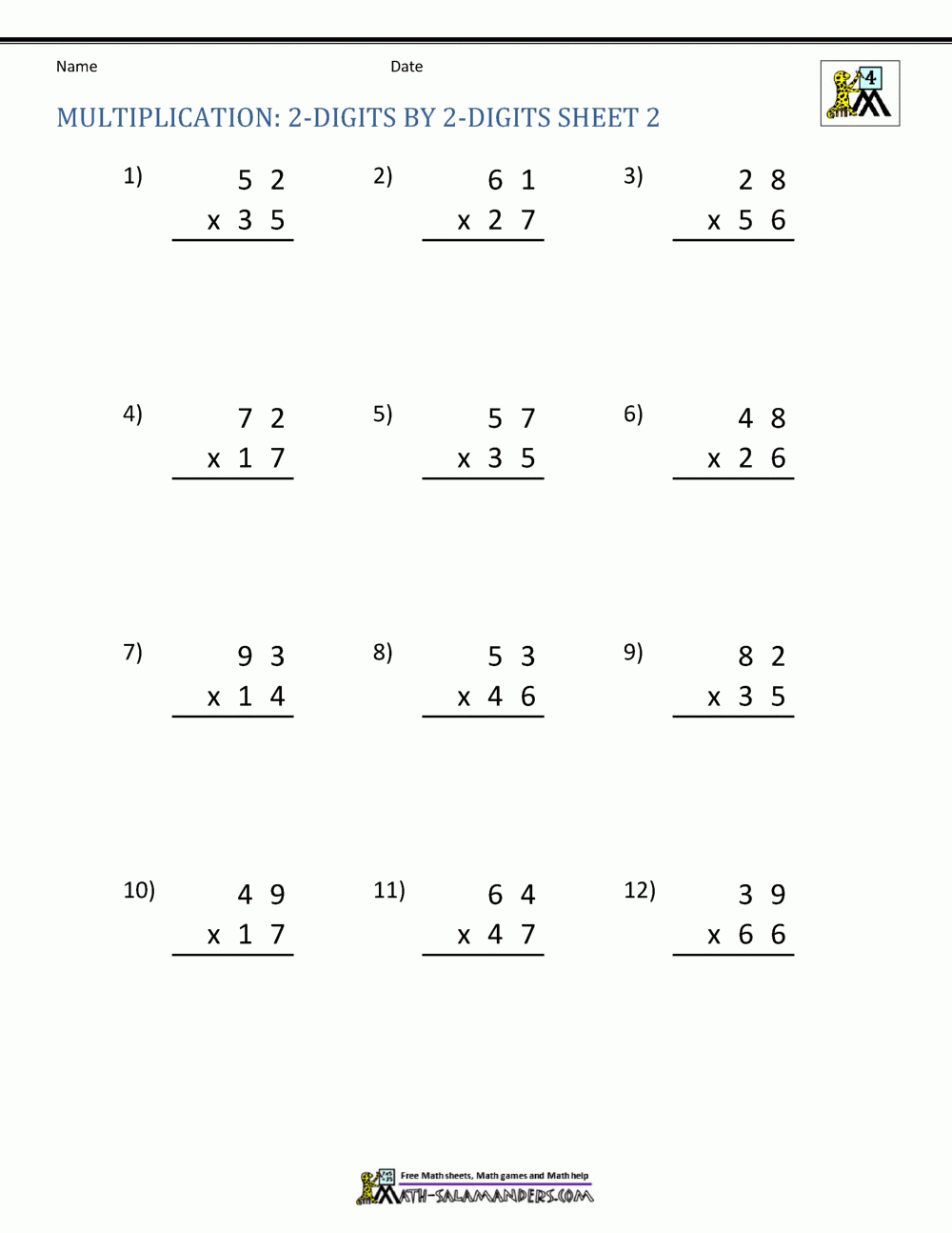 two digit multiplication worksheets two digit multiplication worksheets