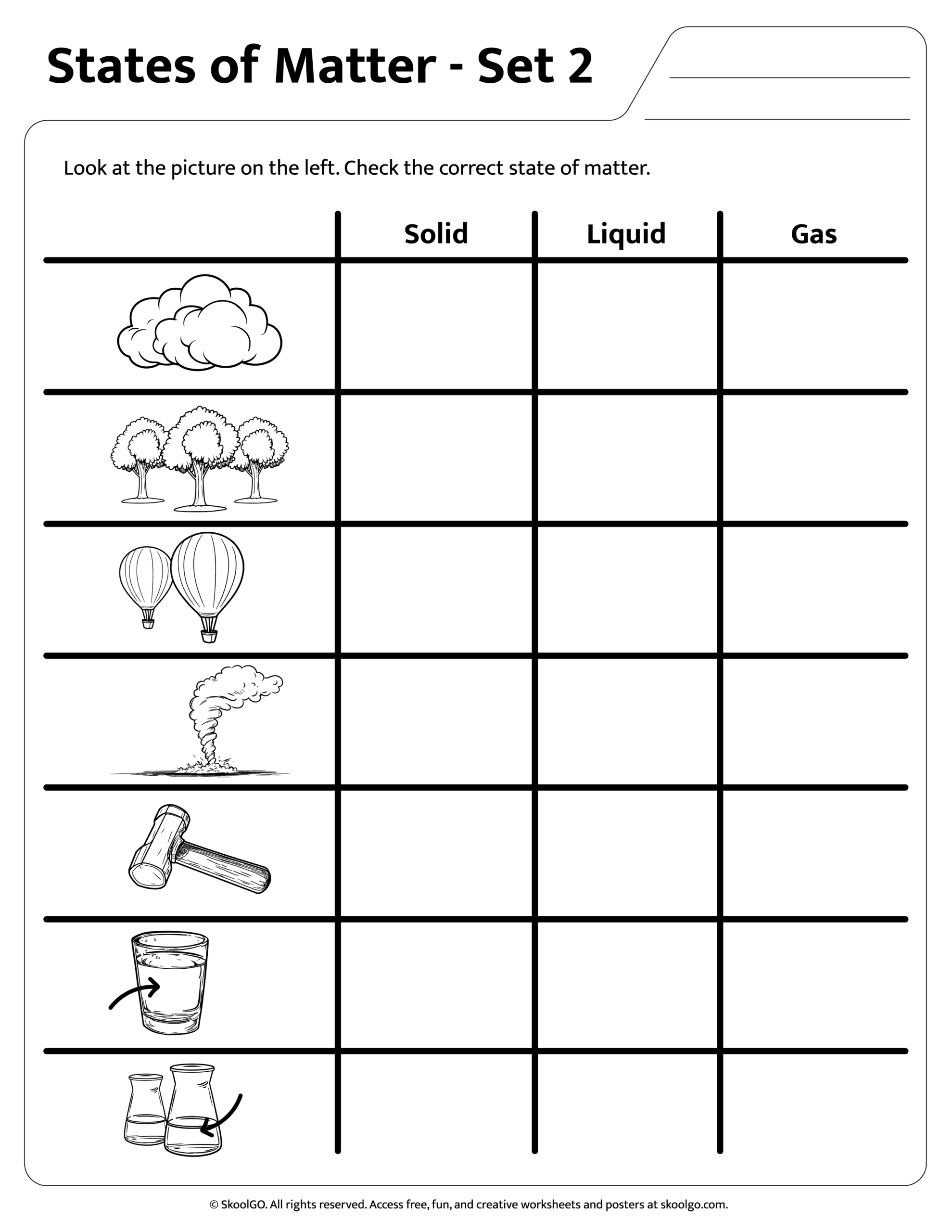 forms of matter worksheet