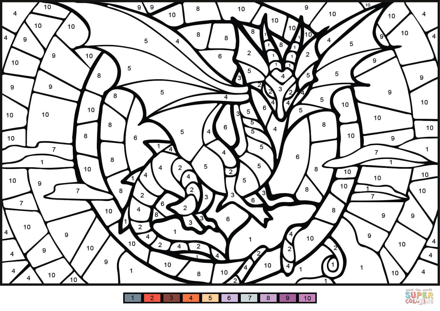 Dragon Color By Number Coloring Page Free Printable Dragon Color By Number Coloring Page Free Printable
