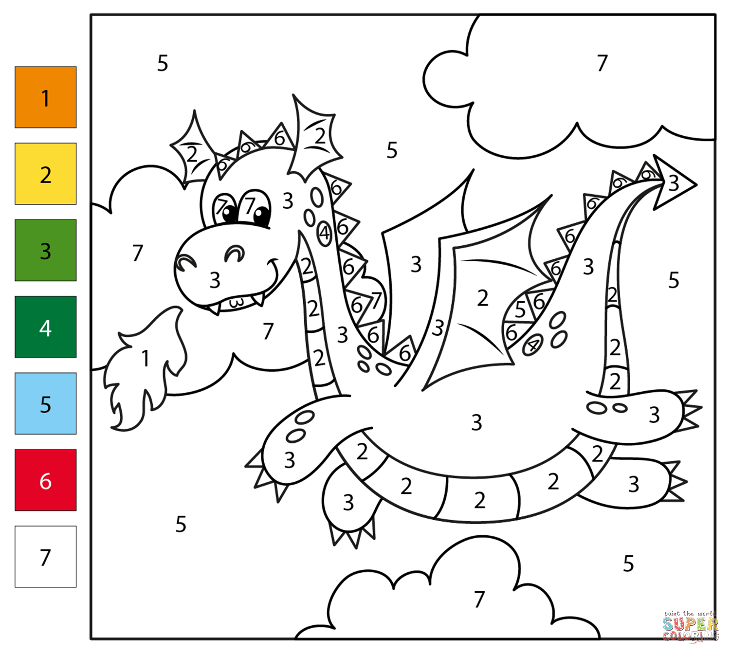 Dragon Color By Number Coloring Page Free Printable Dragon Color By Number Coloring Page Free Printable