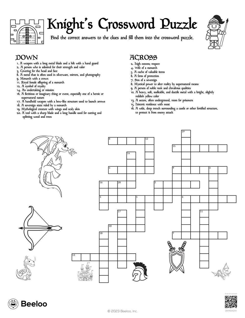 Dragon themed Crossword Puzzles Beeloo Printable Crafts And Activities For Kids