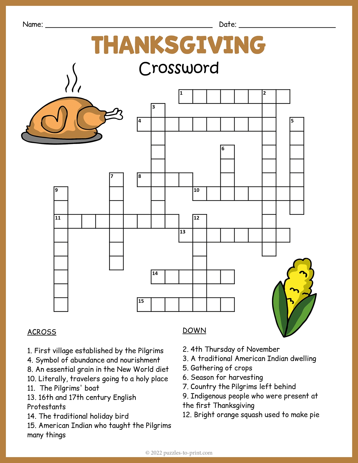 easy crossword puzzle printable