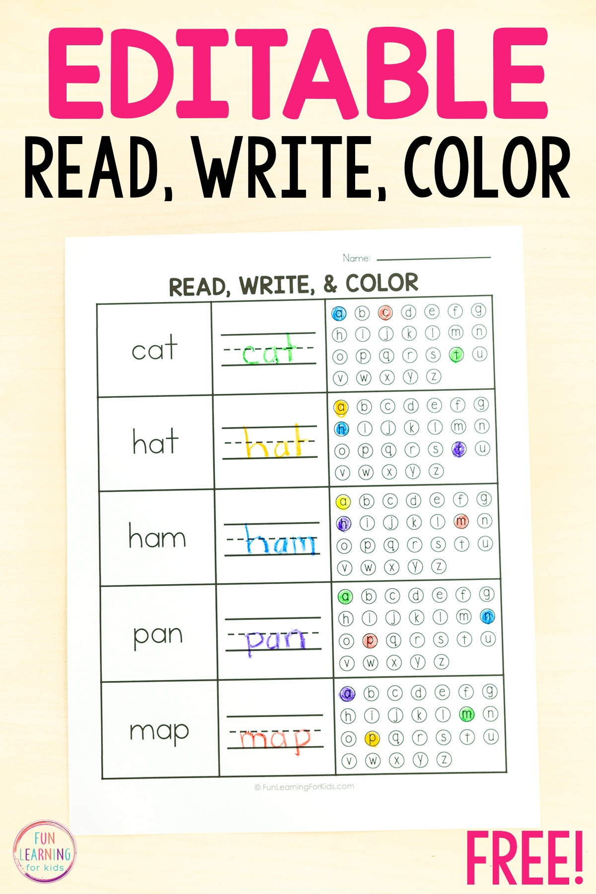 Editable Read Write And Color Worksheets