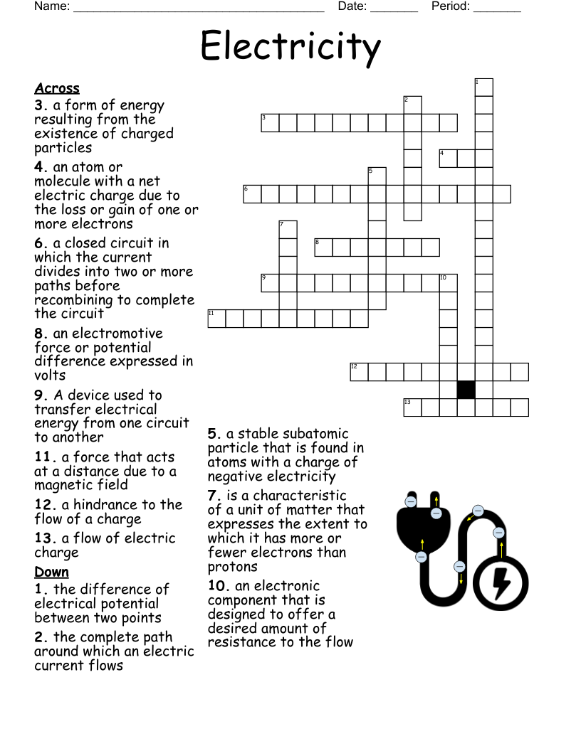 Electric Charge And Current Crossword WordMint Electric Charge And Current Crossword WordMint