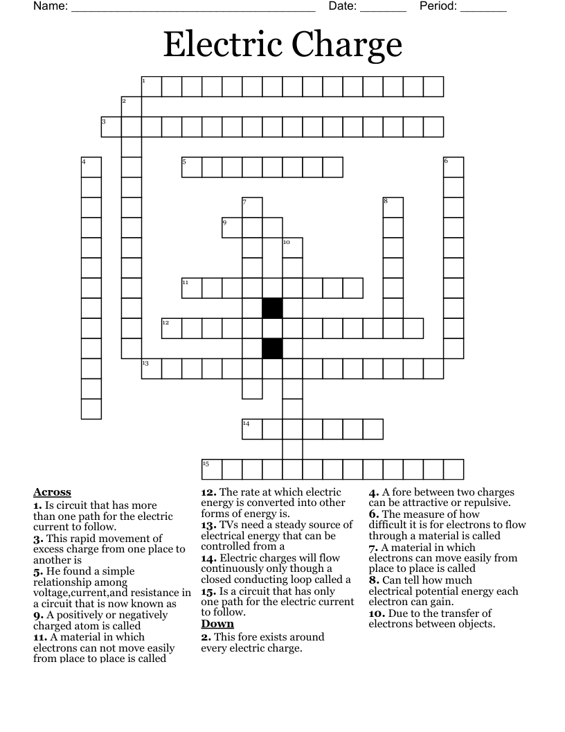 Electric Charge Crossword WordMint