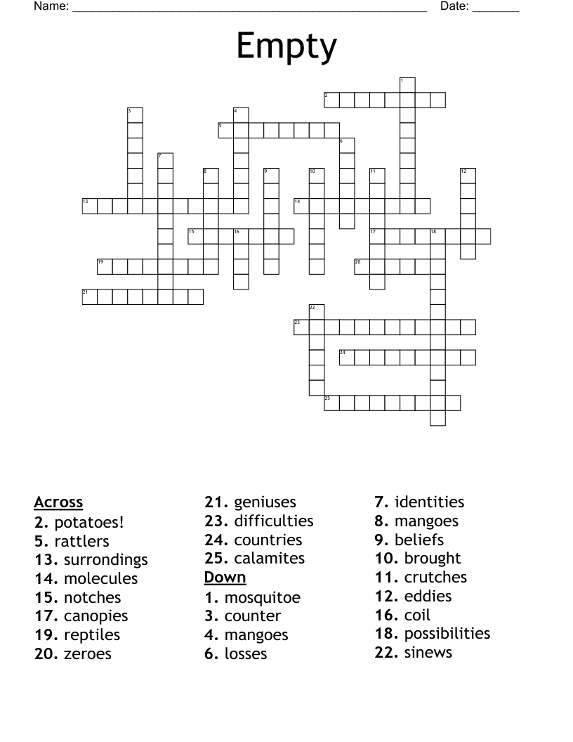 Empty Crossword WordMint