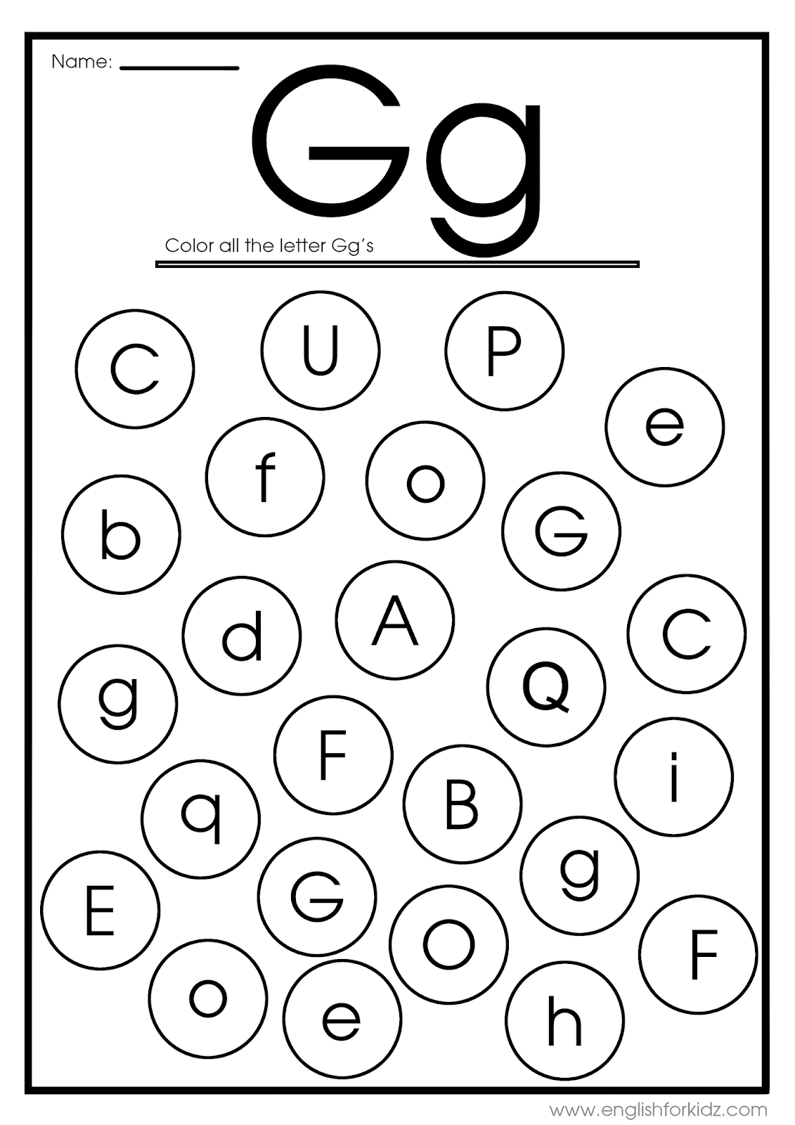 color the letter g color the letter g