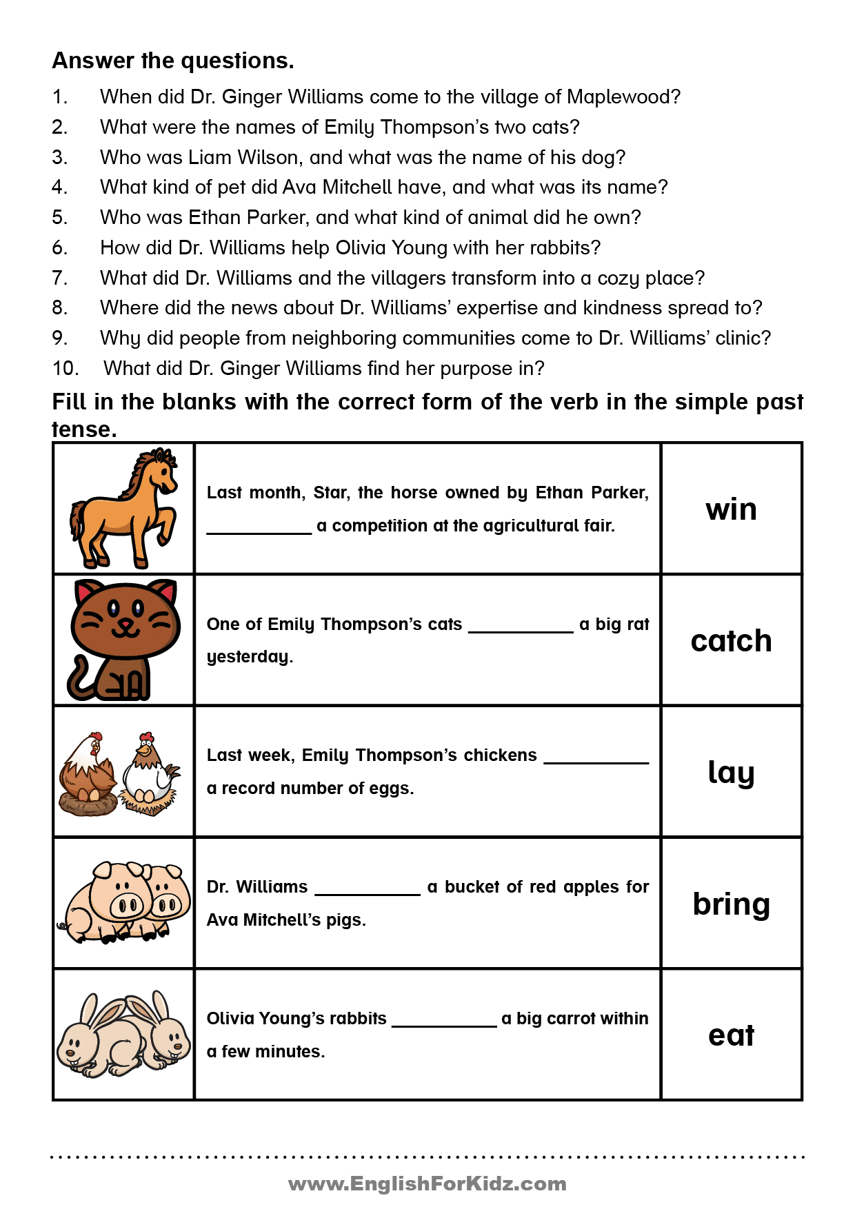 English For Kids Step By Step Simple Past Tense Reading Comprehension English For Kids Step By Step Simple Past Tense Reading Comprehension