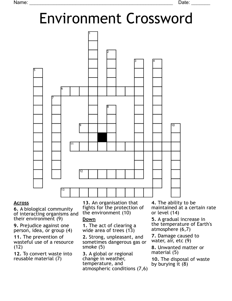 Environment Crossword WordMint