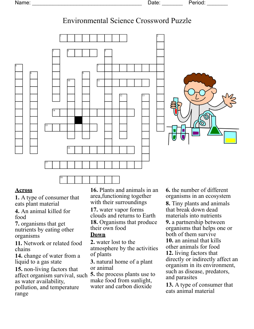 Environmental Science Crossword Puzzle WordMint