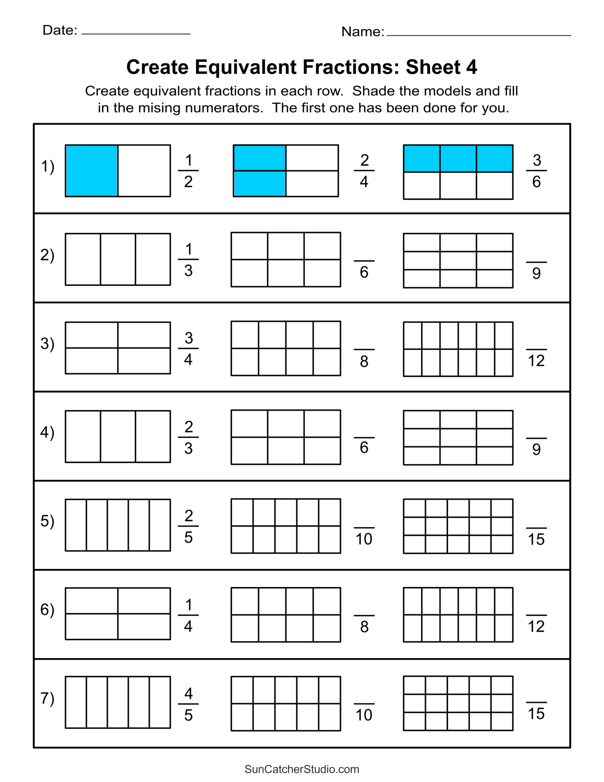 fraction worksheets for 4th graders
