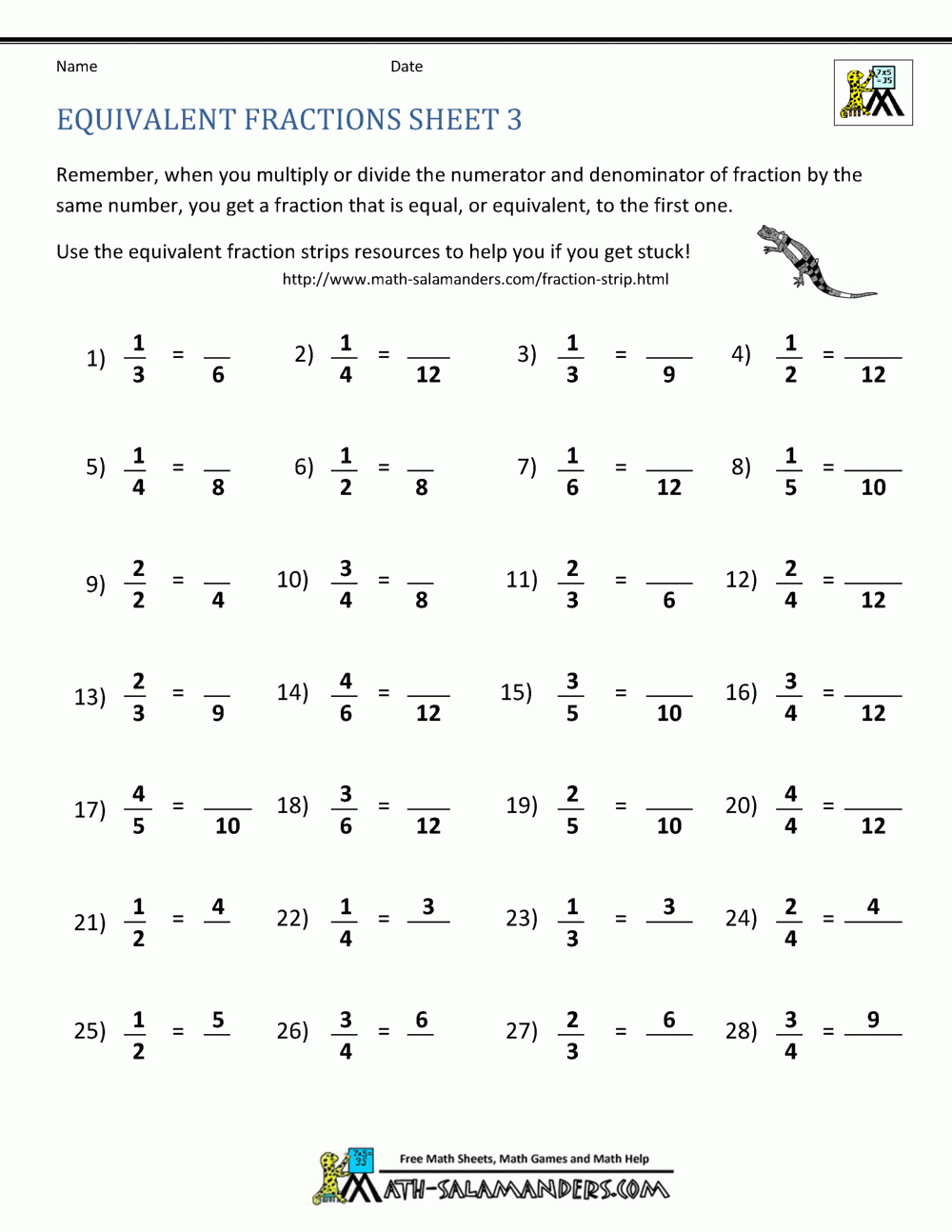 simplifying fractions activity sheet simplifying fractions activity sheet