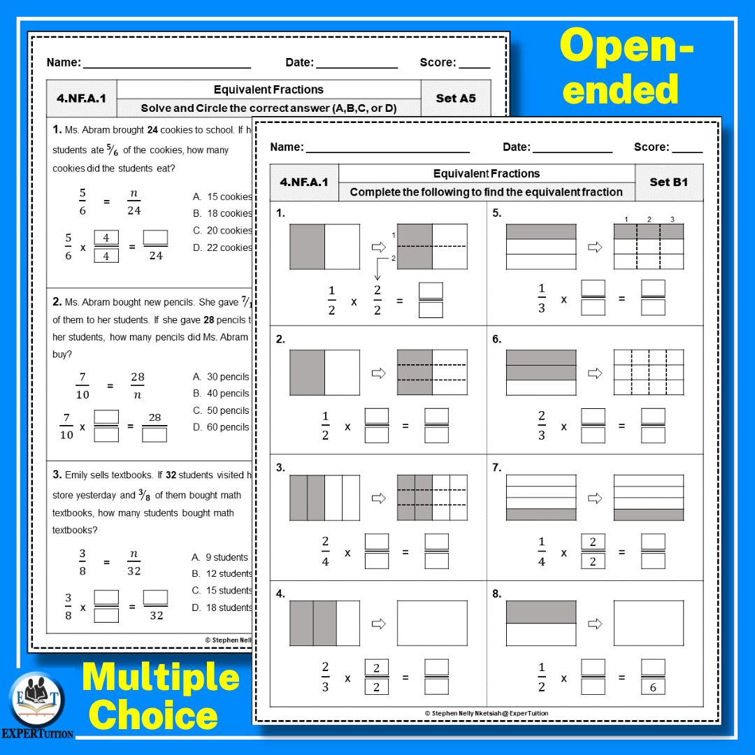 Equivalent Fractions Worksheets Grade 4 ExperTuition